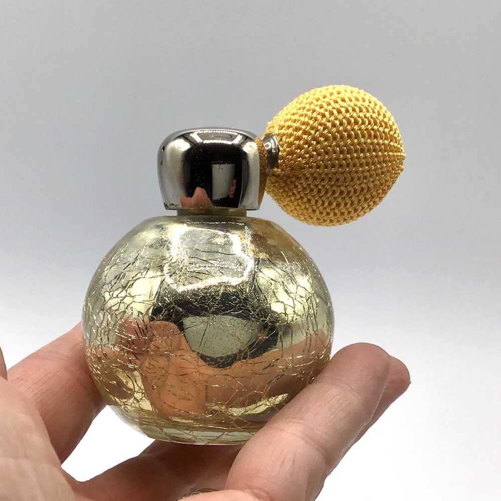 🌺Vintage Holm Gold Crackle Perfume Bottle
